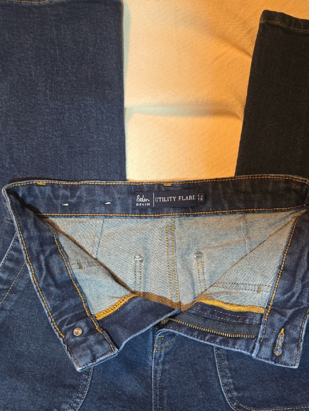 Boden Dark Blue Utility Flare Jeans